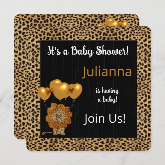Golden Cheetah Print Baby shower Kaart (Voorkant / Achterkant)