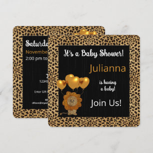 Golden Cheetah Print Baby shower Kaart
