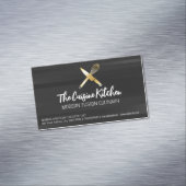Golden Chef Knife Whisk Logo Magnetisch Visitekaartje (Voorbeeld)