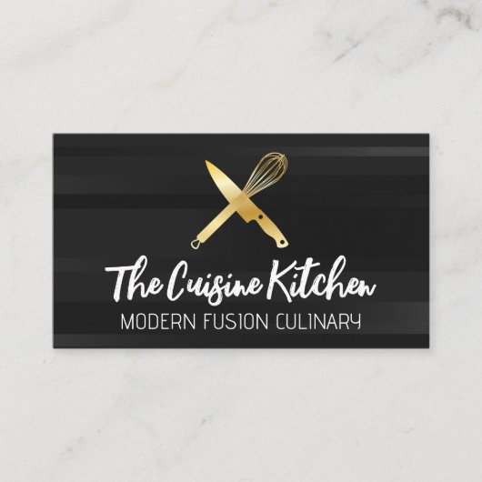 Golden Chef Knife Whisk Logo Visitekaartje (Voorkant)