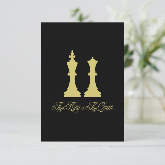 Golden Chess King & Queen Pieces for Wedding (Staand voorkant)