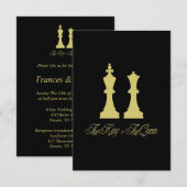 Golden Chess King & Queen Pieces for Wedding (Voorkant / Achterkant)