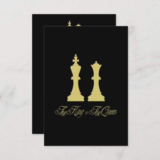 Golden Chess King & Queen Pieces for Wedding (Voorkant / Achterkant)