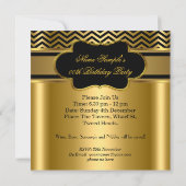 Golden Chevron Gold Black Stripe Birthday Party Kaart (Achterkant)