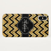 Golden Chevron Pattern White Monogram Case-Mate iPhone Case (Achterkant (horizontaal))