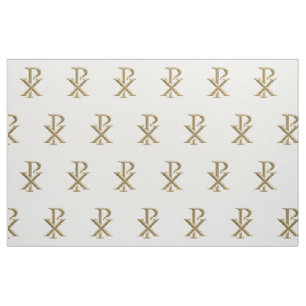 Golden Chi Rho Symbol Fabric Stof