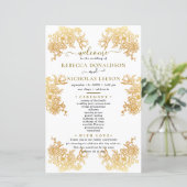 Golden Chic Bouquet Wedding Programme (Staand voorkant)