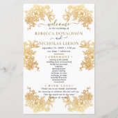 Golden Chic Bouquet Wedding Programme (Voorkant)