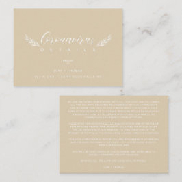 Golden Chic Wedding Minimalist Coronavirus Details Informatiekaartje