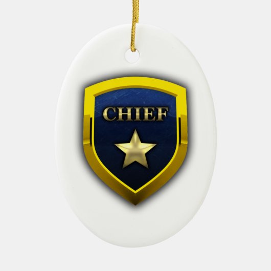 Golden Chief Badge Keramisch Ornament (Voorkant)