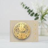 Golden-Chinees Rabbit-snijkonijn Jaar 2023 HPostC0 Feestdagenkaart (Staand voorkant)