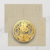 Golden-Chinees Rabbit-snijkonijn Jaar 2023 HPostC0 Feestdagenkaart (Voorkant / Achterkant)