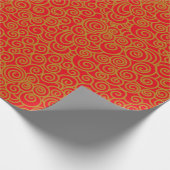 Golden Chinese Auspicious Clouds Pattern op Red Cadeaupapier (Hoek)