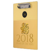 Golden Chinese Dog Papercut 2018 Monogram ClipB Klembord (Links)