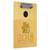 Golden Chinese Dog Papercut 2018 Monogram ClipB Klembord (Rechts)