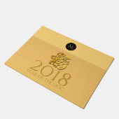 Golden Chinese Dog Papercut 2018 Monogram deurmat (Schuin)