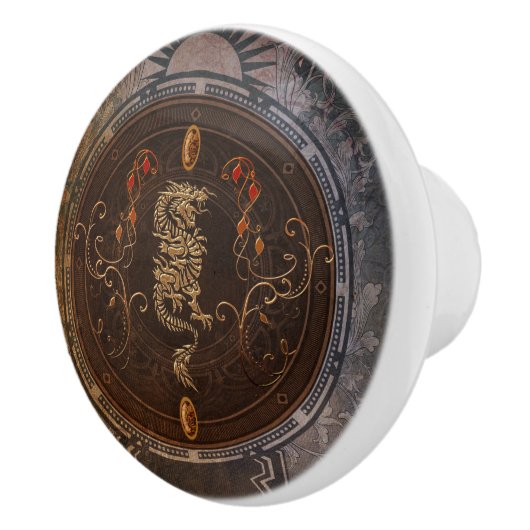 Golden chinese draak keramische knop (Rechts)