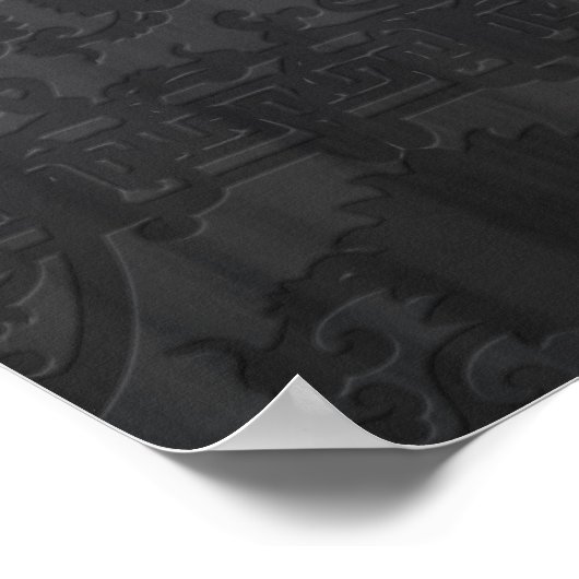 Golden Chinese draak — tand op zwarte zijde Poster (Hoek)