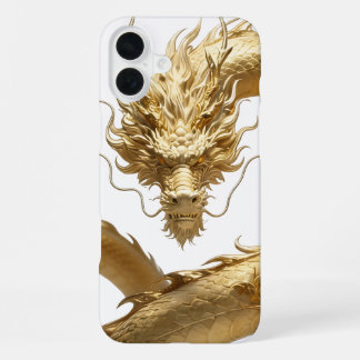 Golden Chinese Dragon Art | Mythical Creature Fant iPhone 16 Plus Hoesje