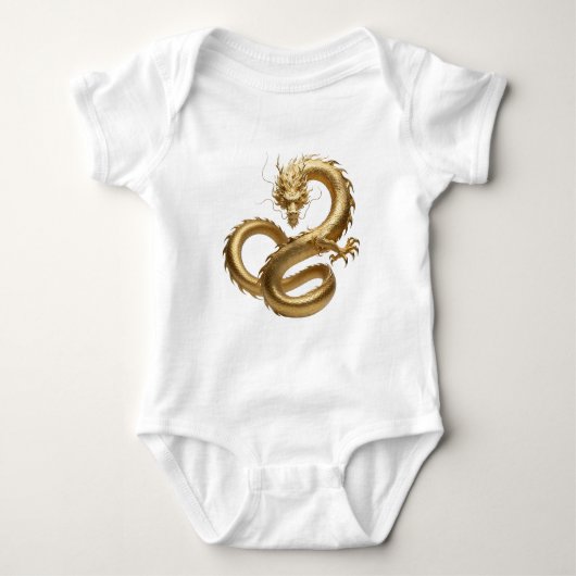 Golden Chinese Dragon Art | Mythical Creature Fant Romper (Voorkant)