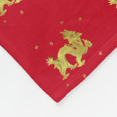 Golden Chinese Dragon Fleece Deken (Hoek)