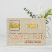 Golden Chinese Paper-cut Ox Year 2021 Party Inv (Staand voorkant)