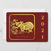 Golden Chinese Paper-cut Ox Year 2021 Party Inv (Achterkant)
