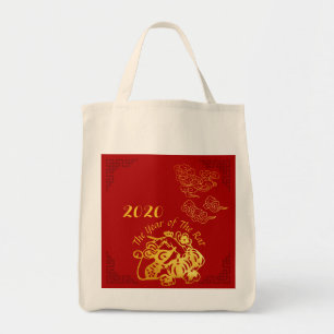 Golden Chinese papiersnijden Rat Jaar 2020 BNTB Tote Bag