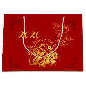 Golden Chinese papiersnijden Rat Year 2020 L Gift  Groot Cadeauzakje (Voorkant)