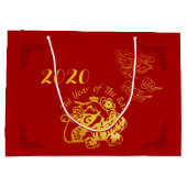 Golden Chinese papiersnijden Rat Year 2020 L Gift  Groot Cadeauzakje (Achterkant)