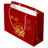 Golden Chinese papiersnijden Rat Year 2020 L Gift  Groot Cadeauzakje (Achterkant Gekanteld)