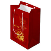 Golden Chinese papiersnijster 2020 M Gift Bag Medium Cadeauzakje (Voorkant Gekanteld)