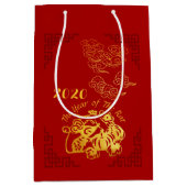 Golden Chinese papiersnijster 2020 M Gift Bag Medium Cadeauzakje (Voorkant)