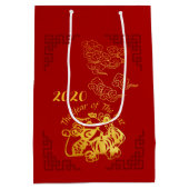 Golden Chinese papiersnijster 2020 M Gift Bag Medium Cadeauzakje (Achterkant)