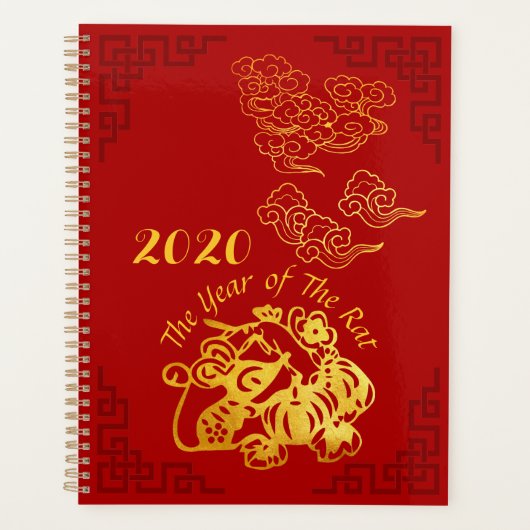 Golden Chinese papiersnijster 2020 Planner (Voorkant)