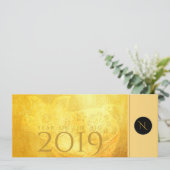 Golden Chinese Pig Papercut 2019 Monogram Uitnodig Kaart (Staand voorkant)