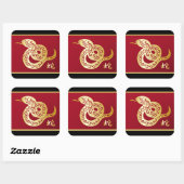  Golden Chinese slang op zwart en rood Vierkante Sticker (Vel)
