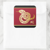  Golden Chinese slang op zwart en rood Vierkante Sticker (Tas)
