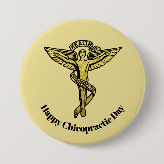 Golden Chiropractic Day Medical Symbol Button (Voorkant)