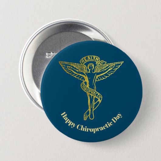 Golden Chiropractic Medical Symbol Outline Button (Voorkant /achterkant)
