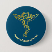 Golden Chiropractic Medical Symbol Outline Button (Voorkant)