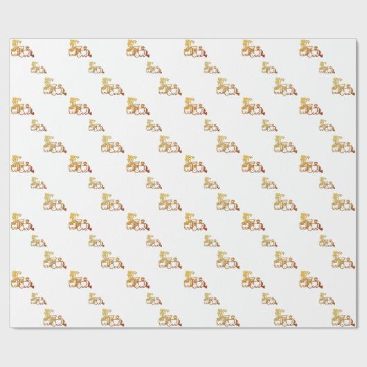 Golden Choo Choo Train Gift Wrap Cadeaupapier (Vlak)