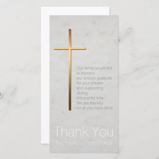 Golden Christelijk Cross Modern Sympathie Hartelij Bedankkaart (Voorkant / Achterkant)