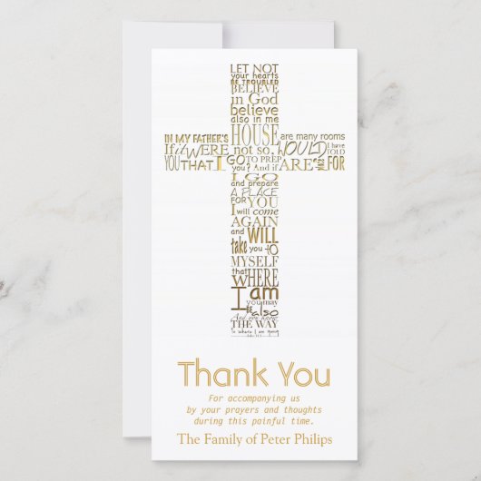 Golden Christelijk Kruis John 14 Sympathie Bedankt (Voorkant)