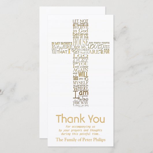 Golden Christelijk Kruis John 14 Sympathie Bedankt (Voorkant / Achterkant)