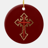 Golden Christelijk kruis Keramisch Ornament (Achterkant)