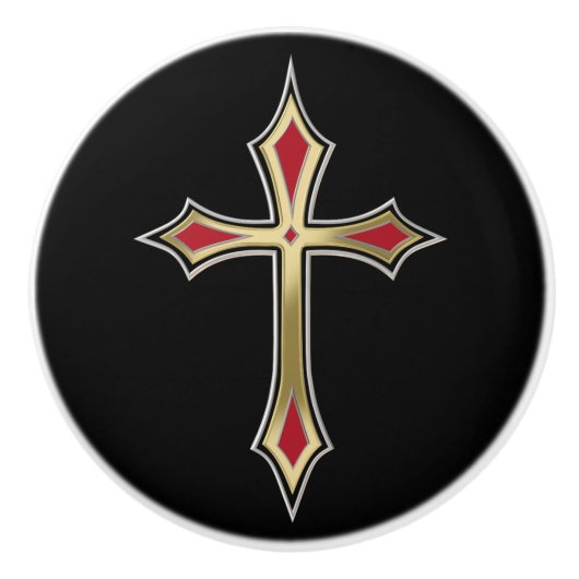 Golden Christelijk kruis Keramische Knop (Voorkant)