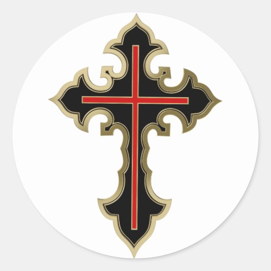Golden Christelijk kruis Ronde Sticker (Voorkant)