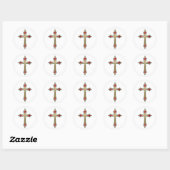 Golden Christelijk kruis Ronde Sticker (Vel)