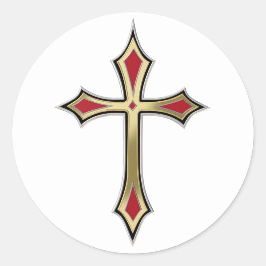 Golden Christelijk kruis Ronde Sticker (Voorkant)